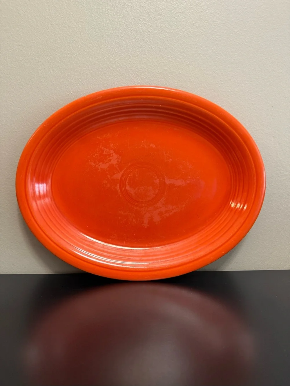 Vintage Fiestaware Red/Orange Ceramic Oval Serving Platter - Home Dining